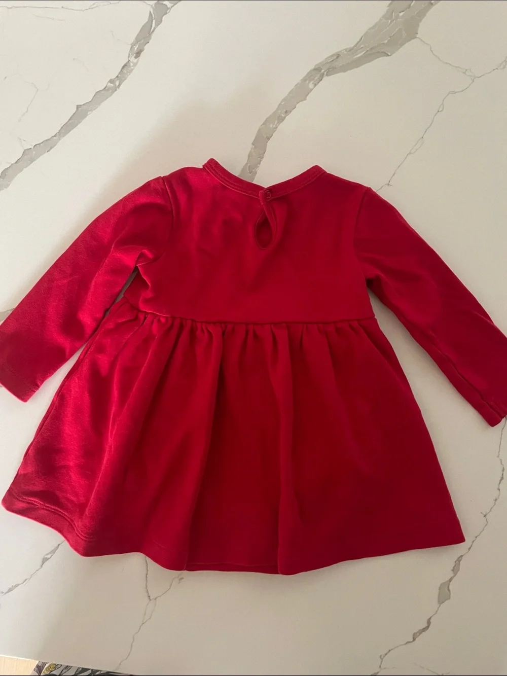 Primary Red Long-Sleeve Baby One-Piece Dress